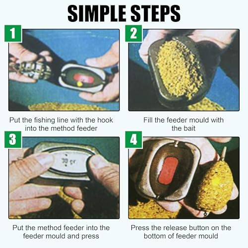 Carp Fishing Method Feeder Set 4 Inline Method Feeders with 1 Quick Release Carp Fishing Equipment Tackle for Baits Holder Tool - Image 6