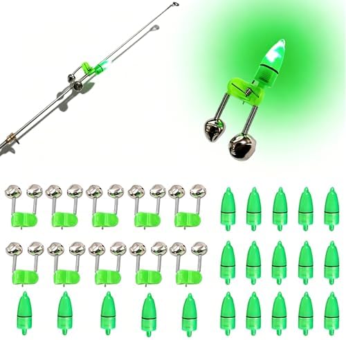Fishing Bells with Lights, 30 Pcs Combo Set for Night Fishing Alarms by JZTang
