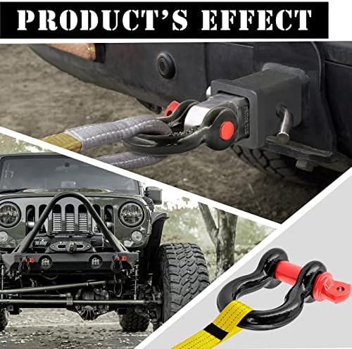 3/4" D Ring Shackle with 7/8" Screw Pin, 4.75T Working Load Limit (WLL) / 28.5T (62,831 lb) Minimum Breaking Strength (MBS) for Tow Strap Winch, Off-Road Vehicle Recovery (Black/Red, 2 Pack) - Image 7
