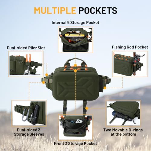 AUMENТAR Fishing Waist Bag, Lure Fishing Fanny Pack, Hard Shell Tackle Bag - Image 3