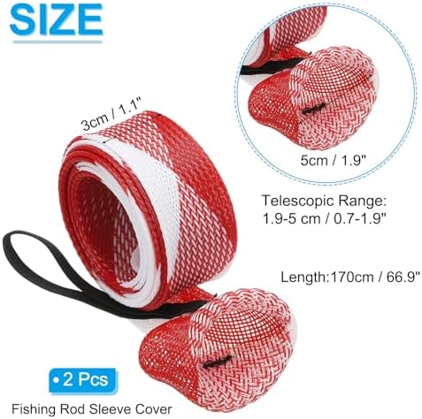 PATIKIL Rod Sock, Fishing Rod Sleeve Cover Braided Mesh Pole Protector Gloves Fishing Tools Pointed End for Spinning Fishing Rod Fly Rod Ice Rod Casting Rod - Image 2