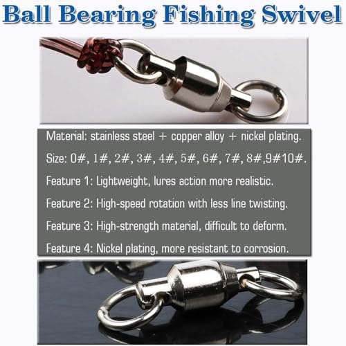 AMYSPORTS Ball Bearing Swivels Connector High Strength Stainless Steel Solid Welded Rings Barrel Swivels Saltwater Freshwater Fishing - Image 2