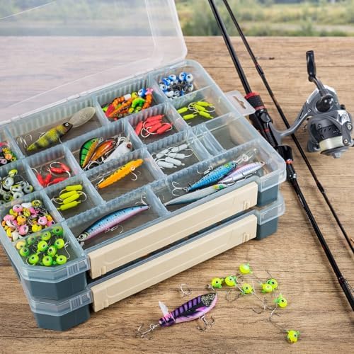 2 Pack Aventik Super Large Fishing 3700Tackle Box – Portable DIY Insert Dividers, Sturdy Transparent PP Case for Lure & Gear Storage (13.98” x 8.86” x 1.89”) - Image 5