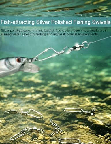 Avlcoaky Ball Bearing Swivels Snaps Fishing Swivels 34pcs/box Heavy Duty Snap Swivel Saltwater Barrel Swivel Fishing Tackle Quick Change Lure Clips Terminal Tackle Assortment for Redfish, Striped Bass - Image 5