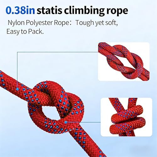 100ft 3/8 Inch Climbing Rope, Heavy Duty Arborist Rope(Red) - Image 5