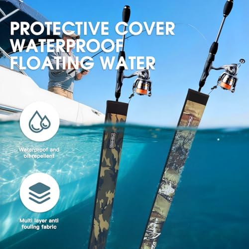 Fishing Rod Sleeve Protector, Waterproof Camouflage Pattern, Fits Casting 62in and Spinning 64in Rods, Hook Resistant with Adjustable Reel Strap, 1 Count - Image 3
