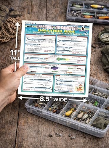 Bait Rigging Chart Set - Waterproof Quick Reference Fishing Guide - (Freshwater, Saltwater, and Big Game Rigs) - Double-Sided & Easy to Read - Great Gift for Beginners - Image 5