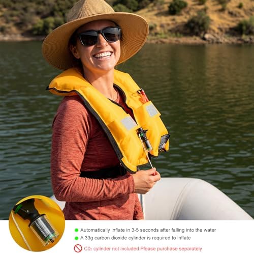 Adult Automatic Inflatable PFD Jacket, Adjustable and Lightweight Water Sports Vest for Kayak SUP Paddleboarding Boating Sailing Fishing (Buoyancy is Greater Than 150 N) - Image 4