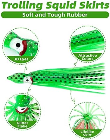 BLUEWING Trolling Squid Skirts Fishing Saltwater 2,3,5,8,12 Inch Octopus Lures 1pcs/5pcs - Image 2