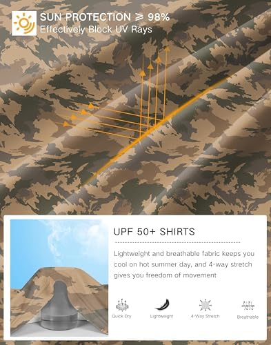 Pudolla Men's Sun Protection Hoodie Shirts UPF 50+ Fishing Hiking Shirt - Image 6