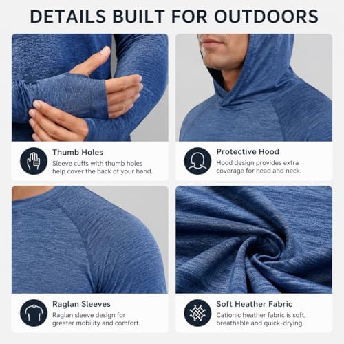OYGSieg 4 Pack Men's Sun Hoodies UPF50+ Fishing Shirts Athletic Rash Guard - Image 7