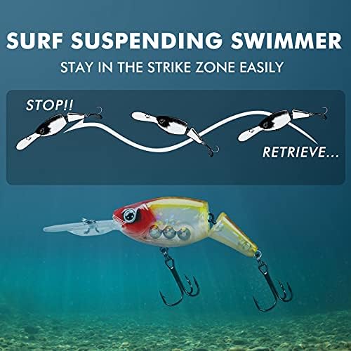 TRUSCEND Swimmax Easy Catch Fishing Lures with BKK Hooks, Wiggling, Vibrating, Rattling and Gurgling for More Bite, Heavy-Duty Dyneema Fiber Jointed Swimbaits for Bass, Trout, Walleye, Crappie, Pike - Image 3