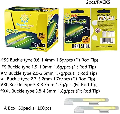 100PCS Ocean Sun Clip Snap On Fishing Glow Sticks Rod Tips， Pole Light for Catfishing Surf Bank in The Dark - Image 2