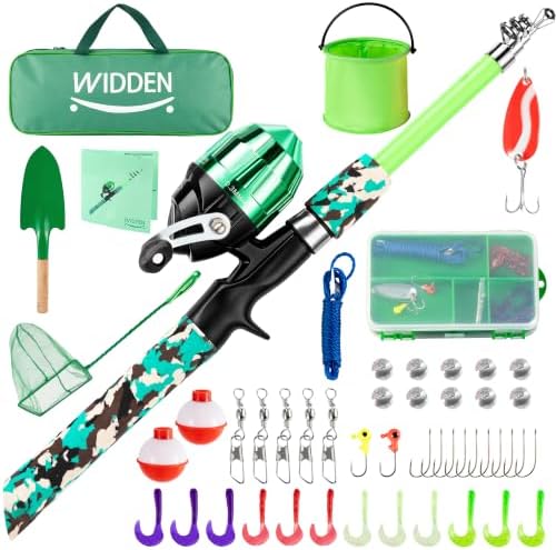 WIDDEN Kids Fishing Pole with Reel Beginner Kit for Boys Girls Ages 3-12 by WIDDENKidsFishingPole