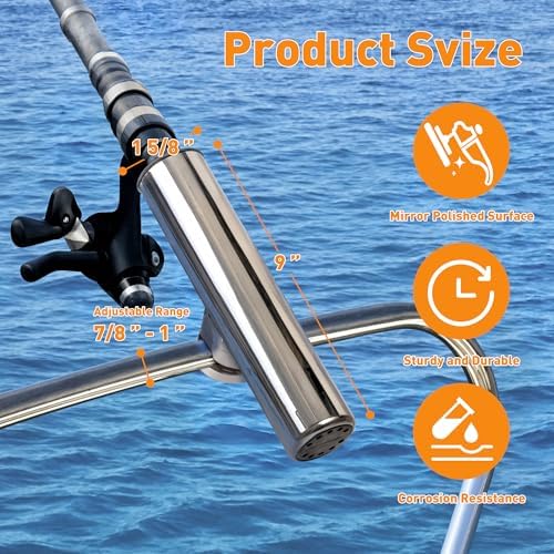 2 Pack Fishing Rod Holders for Boat Rail Mount, Stainless Steel Clamp on Rod Holder for Marine Boat, Fishing Boat, Pontoon, Jon Boat - Image 4