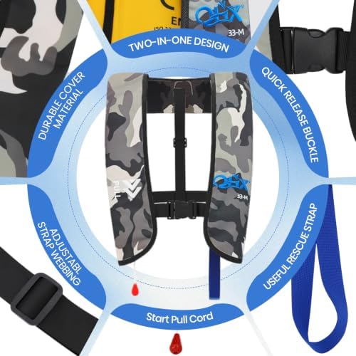 Manual Inflatable Life Jacket for Adults, Lightweight PFD Life Vests with Adjustable Design, Fitted Water Safety Vest for Kayaking Fishing Boating Sailing and Outdoor Water Sports, Supports Up 330 LBs - Image 4