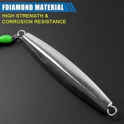Diamond Jig Saltwater Fishing Lures Casting Jigging Spoon with Tube Tail Stainless Steel Hooks Trolling Lures Striped Bass Metal Jig for Deep Sea Surf Fishing Bottom Dragging Sinking - Image 4
