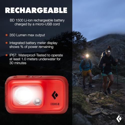 BLACK DIAMOND Cosmo 350-R Headlamp, Rechargeable, Dimmable, Bright, Octane - Image 2