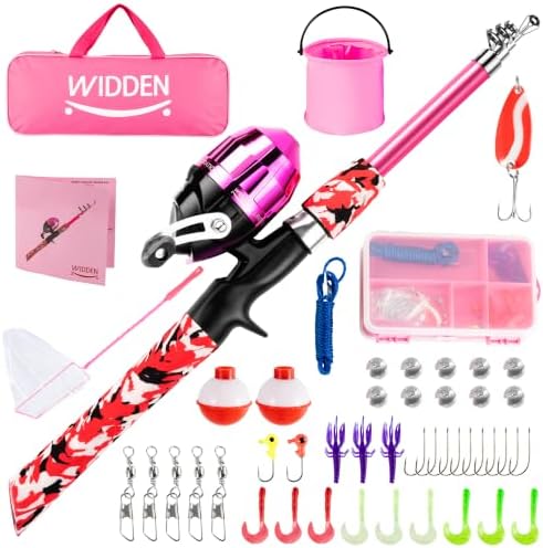 WIDDEN Kids Fishing Pole with Reel Beginner Kit for Boys Girls Ages 3-12 by WIDDENKidsFishingPole