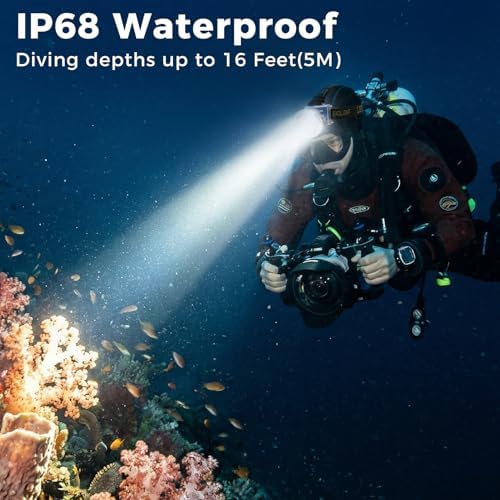 Rechargeable Diving Headlamp, 4 Modes Headlight with Battery Level Indicator,10H Runtime Dual Switch Scuba Dive Light with Battery & USB Charger Cable - Image 5