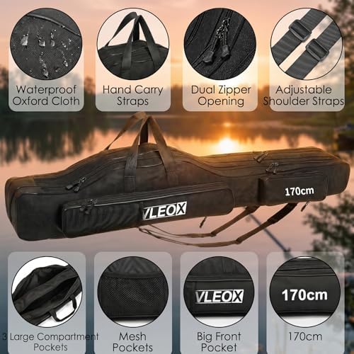 3 Layers Fishing Pole Bag, Fishing Rod Case, Folding Fishing Case - Image 5