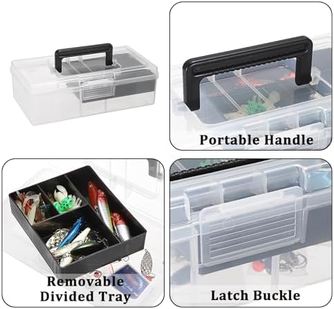 JUXYES Clear Art Craft Supply Storage Bin Sewing Box With Handle Lid - Image 3