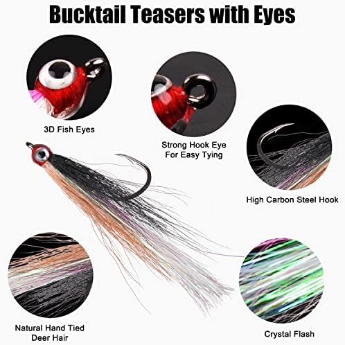Streamer Fly Fishing Flies - 6pcs Clouser Minnow Fishing Flies Fly Fishing Lures for Flounder Salmon Trout Sea Bass Steelhead Freshwater Saltwater Fishing Teaser Hook Lures - Image 2