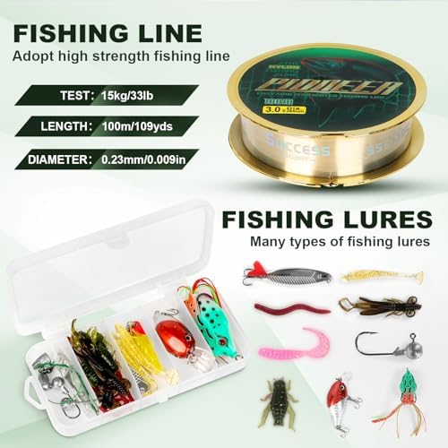 Fishing Pole and Reel Combo - 2PCS Carbon Fiber Telescopic Rods Spinning Reels Saltwater/Freshwater Kit with Lures, Line and Carrier Bag, Travel Fishing Gear for Adults - Image 5