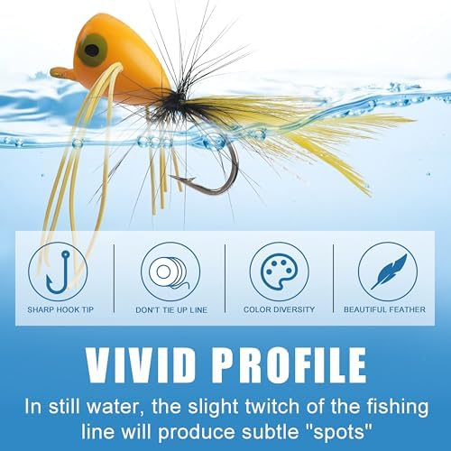 Fly Fishing Lures Poppers Flies Panfish Bluegill Bass Flies Bugs Lures Dry Flies Wet Flies Popper Lures 12/15pcs - Image 4