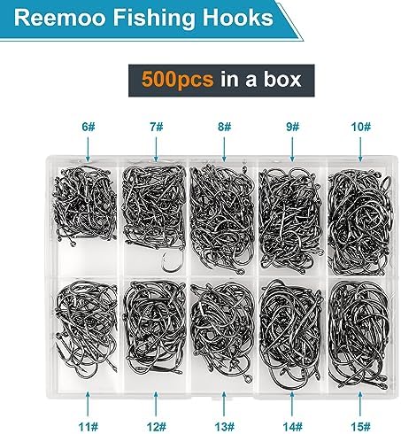100/500PCS Fishing Hooks, Carbon Steel Sharp Barbed Fish Hooks W/Box - Image 2