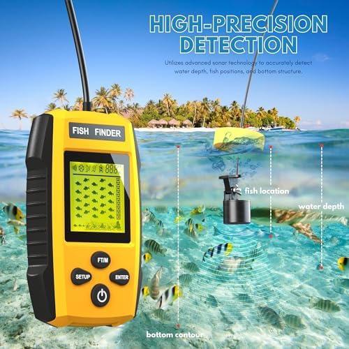 Portable Sonar Alarm Fish Finder with Sonar Transducer and LCD Display, for Kayak Fishing Boat Fishing Ice Fishing - Image 3