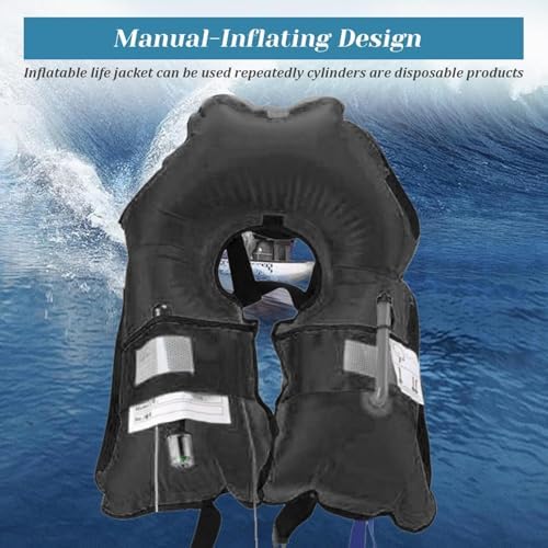 2-Pcs Automatic Inflatable Life Jacket,Adjustable Nylon Swim Vest with CO2 Inflation, Reflective Strips & Safety Buckle,Gas Cylinders Not Included. - Image 4