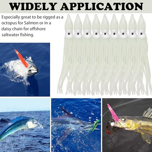 20pcs/40pcs Octopus Skirts Saltwater Soft Plastic Lure Fishing Squid Silicone Lure Bait Glow Trolling Fishing Lure Bass Fishing Tackle Accessories 2.75"/3.54"/4.33" - Image 6