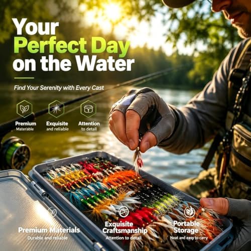 110pcs Fly Fishing Flies Kit with Fly Box, Large Assortment of Dry Flies Wet Flies Nymphs Streamers and Woolly Bugger Flies for Trout Bass Freshwater Fishing - Image 4