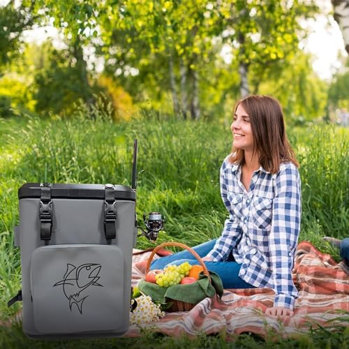 Backpack Coolers Insulated Leak Proof, Fishing Backpack with Cooler Lightweight, Magnetic Closure Waterproof Durable for Camping & Hiking - Gray - Image 4