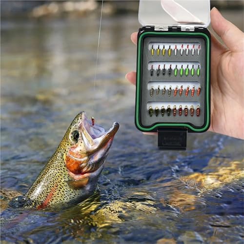 Fly Fishing Lures 2 Set Fly Fishing Flies with Waterproof Box Kit for Bass Trout Salmon Hand-Tied Dry, Nymphs, Scud Streamers Lures - Image 7
