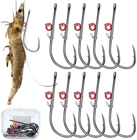 Live Shrimp Hook Set,Carbon Steel Barbed Fishing Hooks Freshwater Saltwater,Shrimp Lure,Bass Carp Catfish Bait by Unknown