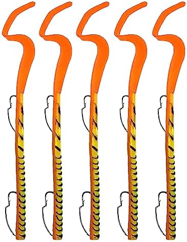 Delong Lures Fishing Lures Bass Set, 10" Pre-Rigged Weedless Swim Bait, Twister Tail Bass Fishing Lures, Extra Durable Soft Plastic Baits for Freshwater - 5 pcs Bass Baits and Lures Pack, Made in USA by DelongLures