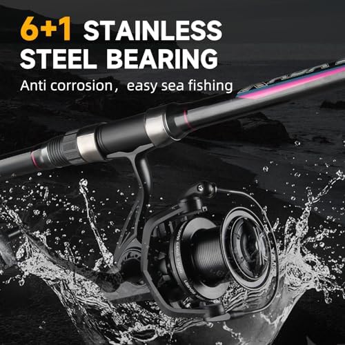 HAUT TON Spinning Reel, 6+1BB Metal Surf Fishing Reels, 55lbs Max Drag - Image 3
