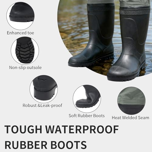 Fishing Waders for Men & Women, Waterproof Chest Waders with Boots - Image 6