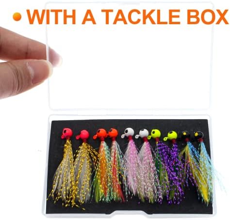 Fishing Jigs Kit Bucktail Jigs Hair Swimbait Heads Marabou Feather - Image 5