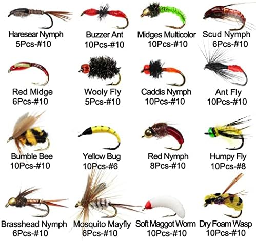 Fly Fishing Flies Kit Trout Steelhead Salmon Bass Flies Assortment 32Pcs-148pcs Include Dry Wet Flies Nymphs Streamers Maggot, Fly Lure Set - Image 2