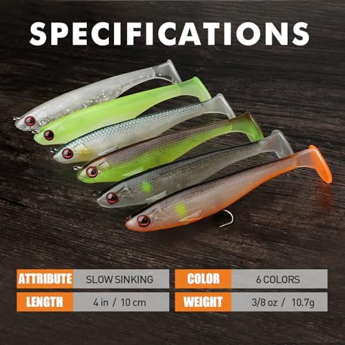 TRUSCEND Shadtale Easy Catch Soft Fishing Lures, Unique Vibration and Action for Various Rigs, Paddle Tail Swimbaits Trailer for Bass, Trout, Crappie, Walleye, Redfish, Saltwater & Freshwater Fishing - Image 5