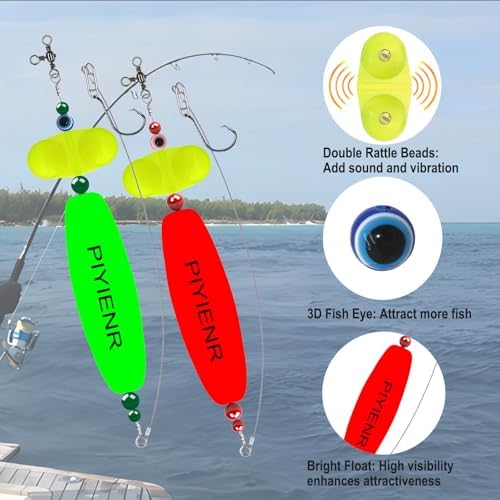 Catfish Rig Catfishing Tackle Floats with Rattler Santee Cooper Rig Equipment for Bank Fishing Peg Floats with Circle Hooks Bait Rigs - Image 3
