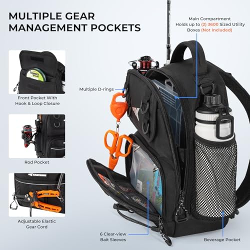 KastKing BaitSpace Fishing Sling Bag, Fishing Backpack with Rod Holder - Image 3