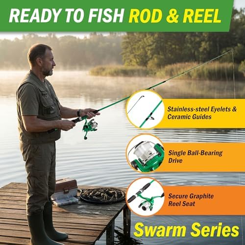 Wakeman Fiberglass Fishing Rod and Reel Combo – 2-Piece 65-Inch Medium Action Spinning Rod Set for Lake Fishing - Image 3