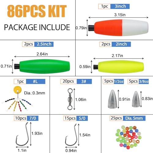 Catfish Rig Catfishing Tackle Making Kit Santee Cooper Rig with Catfish Floats Rattling Line Float Lures Peg Float Bobbers Catfish Hooks Swivels Catfish Sinker Weights Fishing Rattle Bells - Image 2