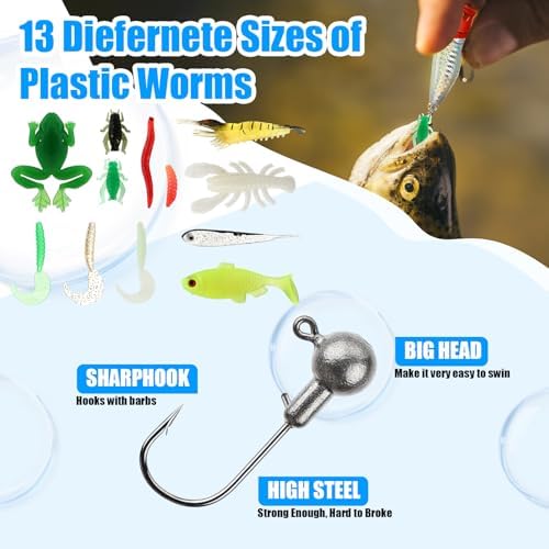 Fishing Lures Kit with Tackle Box, Pliers, Fish Gripper, Saltwater Freshwater Gear Set for Bass Trout, Hooks Weights Bobbers Rigs Leaders - Image 4