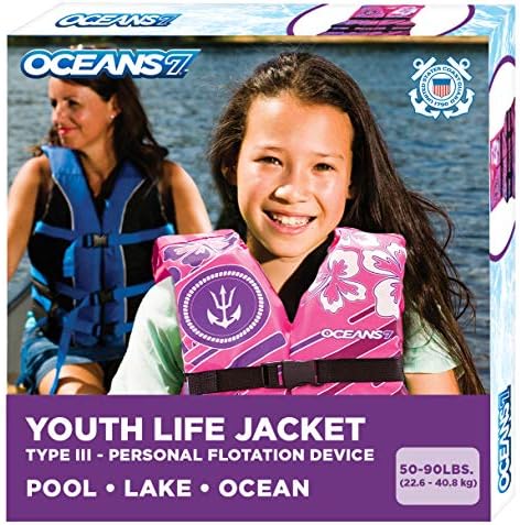 Aqua Oceans 7 Life Jacket for Kids - US Coast Guard Approved Life Vest for Infant, Child & Youth Boys and Girls, Open-Side PFD for Boating, Swimming & Water Sports by SwimSchoolConfidenceBuildingSystem