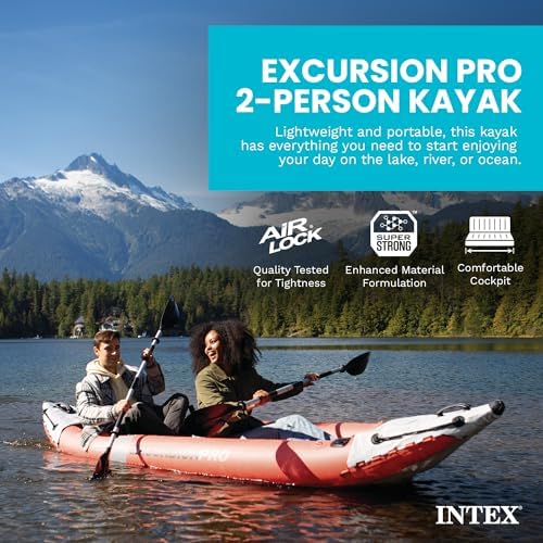 INTEX Excursion Pro K2 Inflatable Kayak 2-Person Set with Paddles & Pump - Image 2